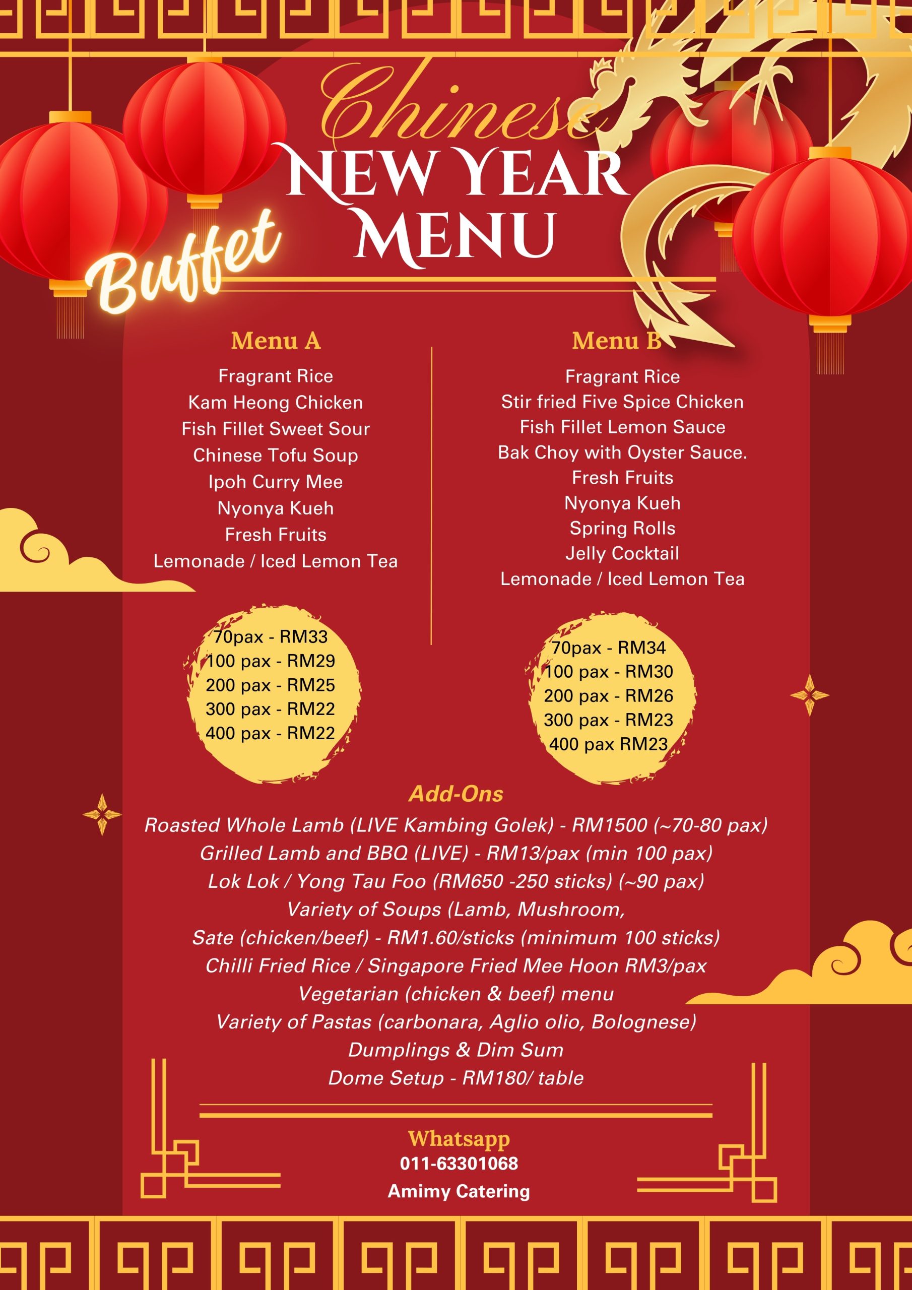 Chinese New Year Menu list 1 for Kuala Lumpur and selangor. The history of authentic chinese new year catering