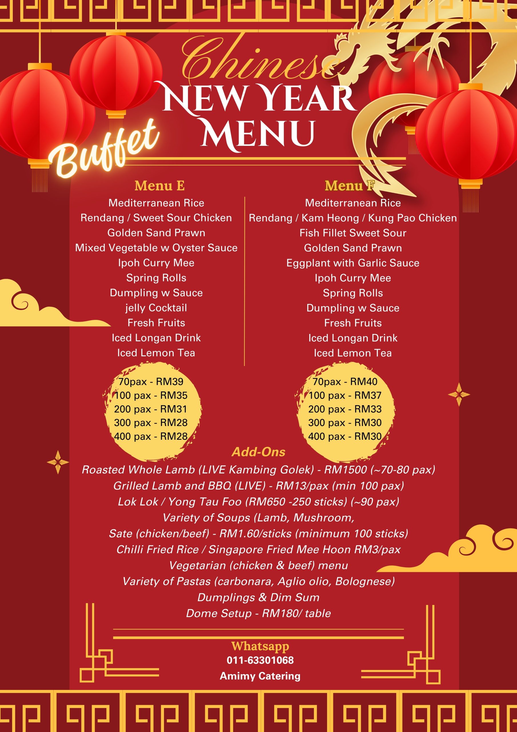 Chinese New Year Menu list 1 for Kuala Lumpur and selangor. The history of authentic chinese new year catering